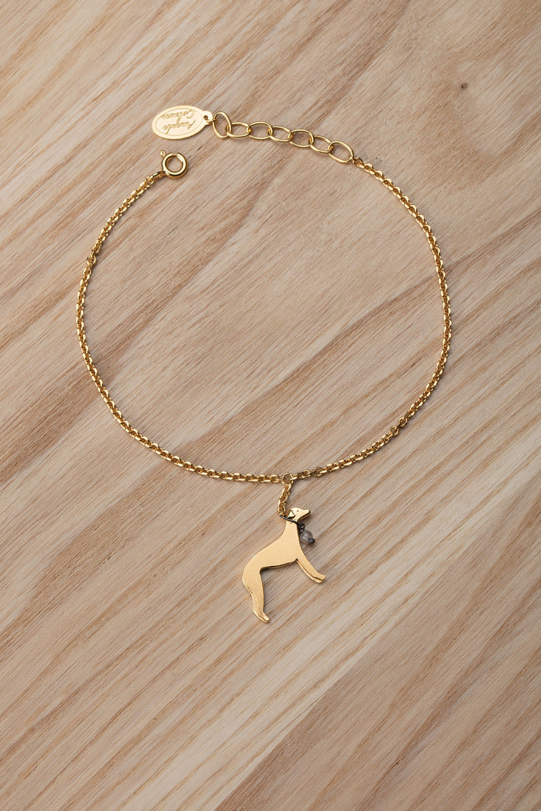 Greyhound bracelet in sterling silver, gold plate or black