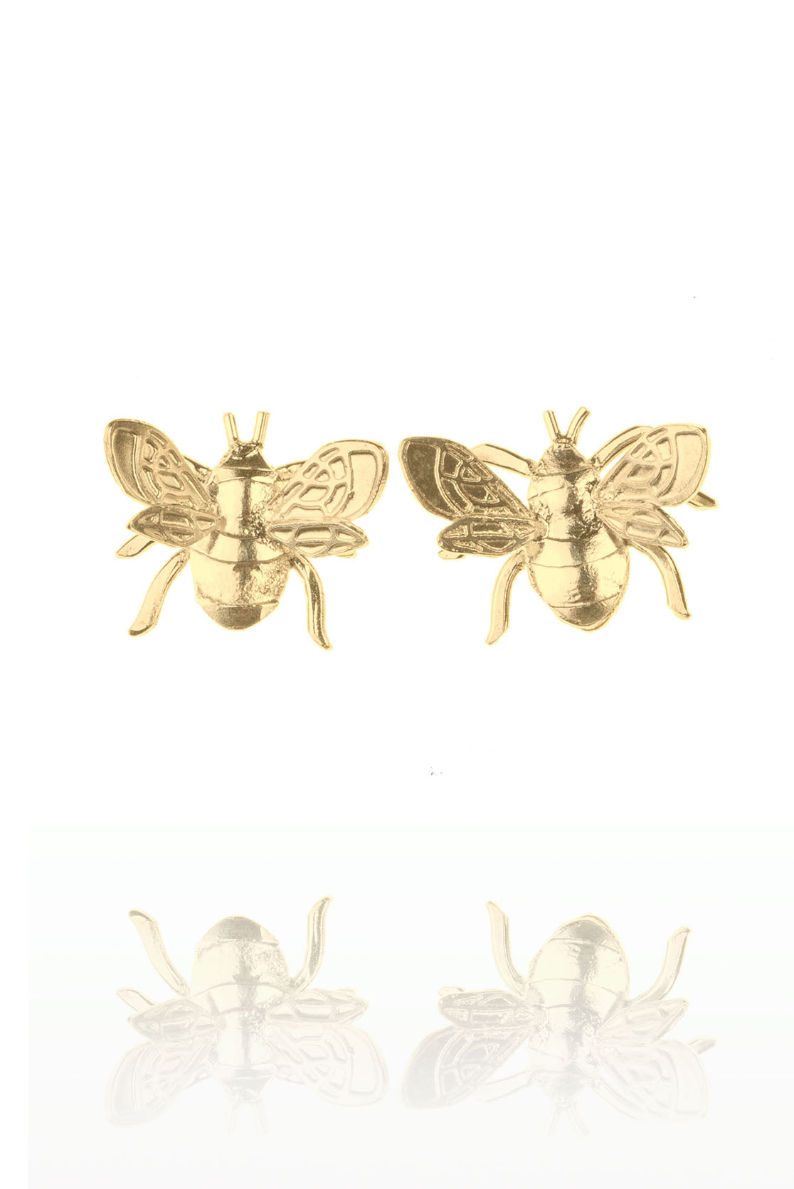 Small handmade gold plated bee earrings 