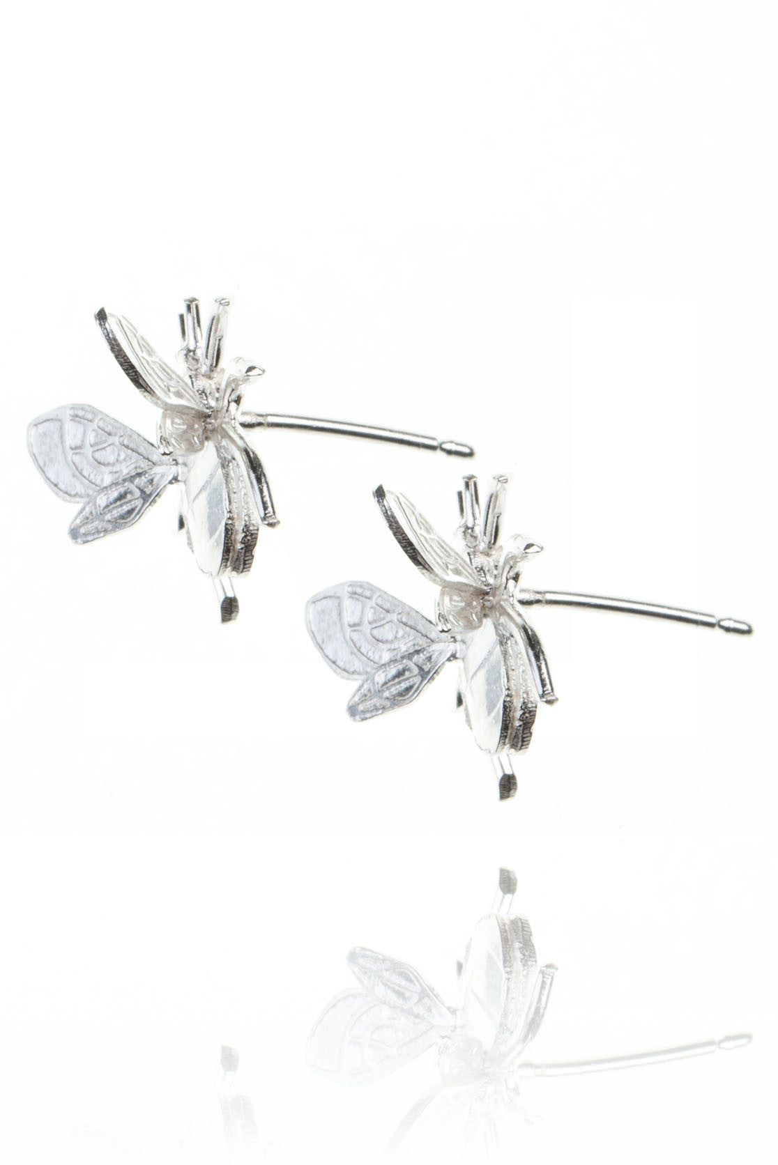 Sterling silver stud bee earrings