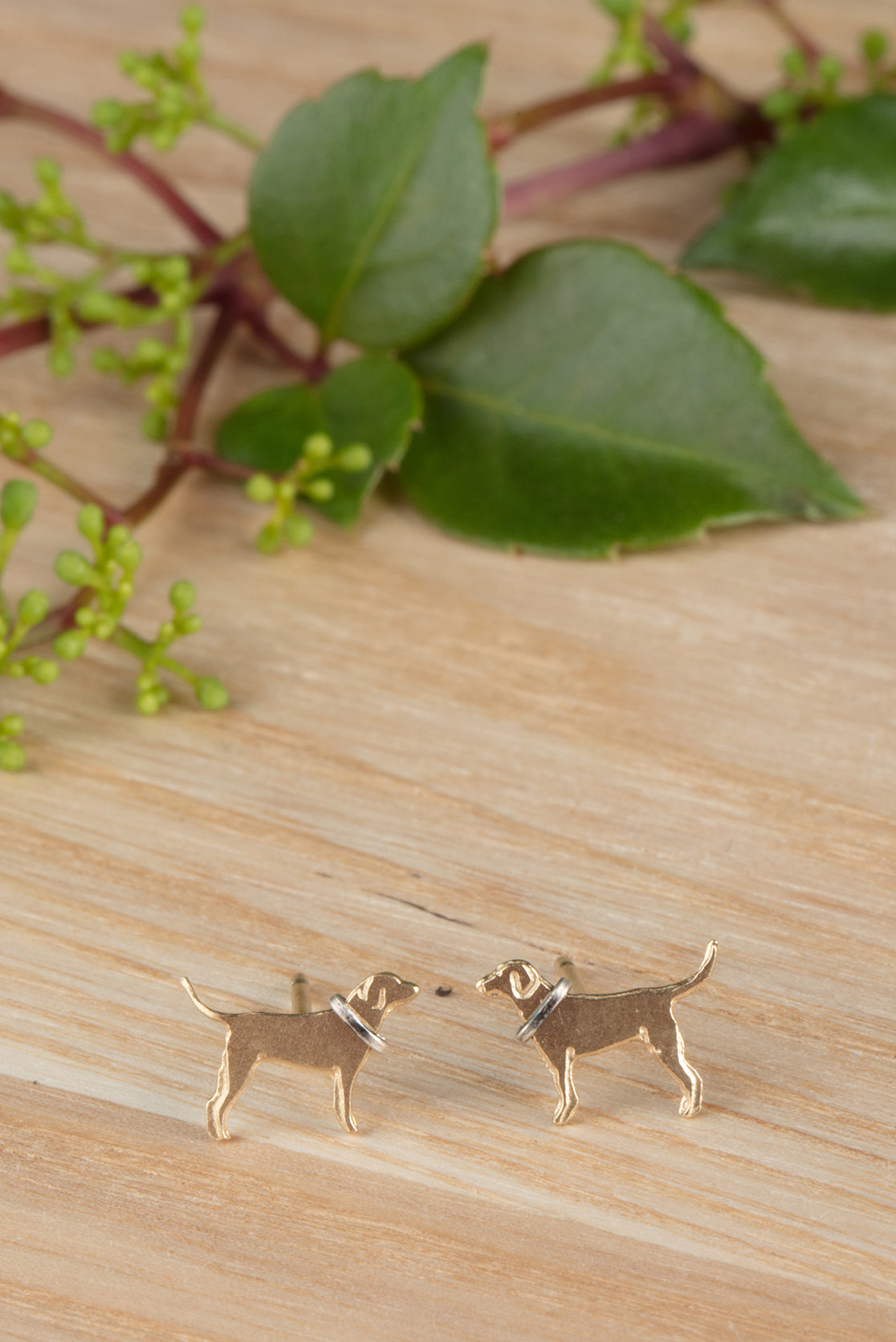22ct gold plated Labrador stud earrings