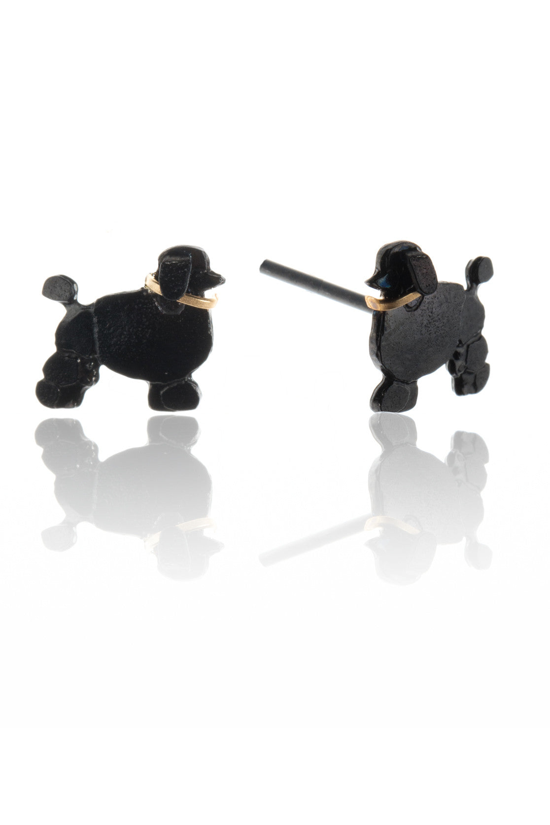 Black Ruthenium Poodle Stud Earrings 