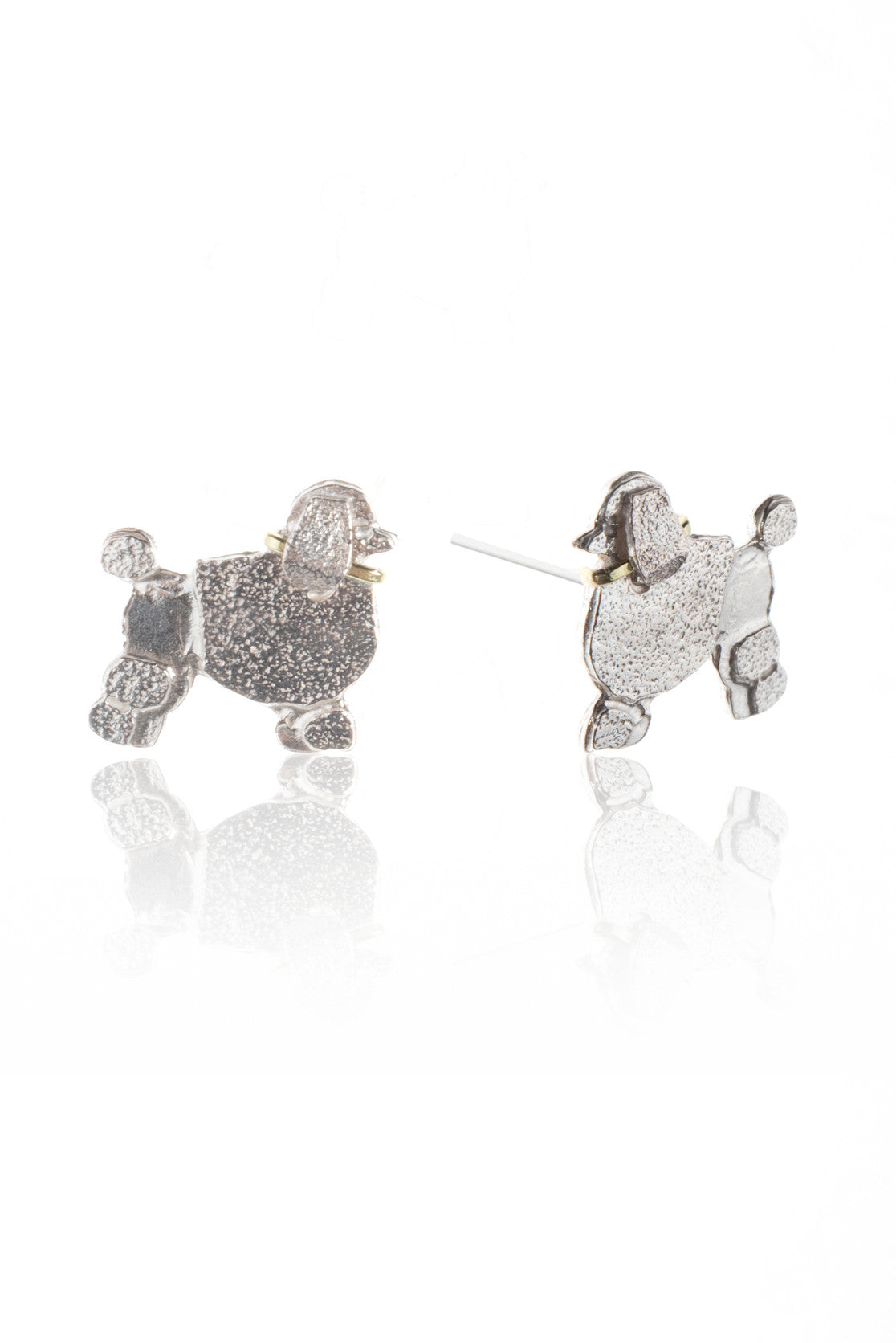 Sterling Silver Poodle Stud Earrings 