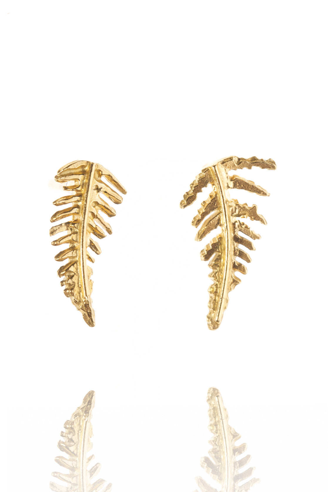 Botanical Fern Stud Earrings in Sterling Silver and Gold Vermeil