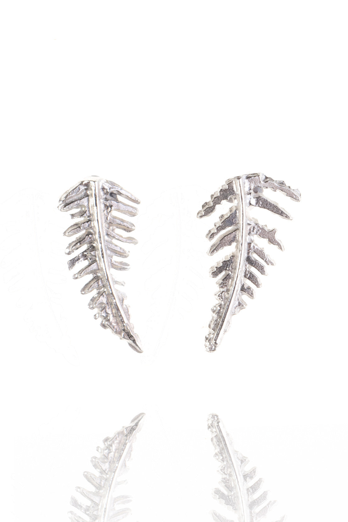 Botanical Fern Stud Earrings in Sterling Silver and Gold Vermeil