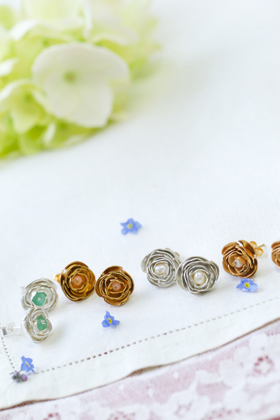 Marquise flower stud earrings - amanda coleman jewellery