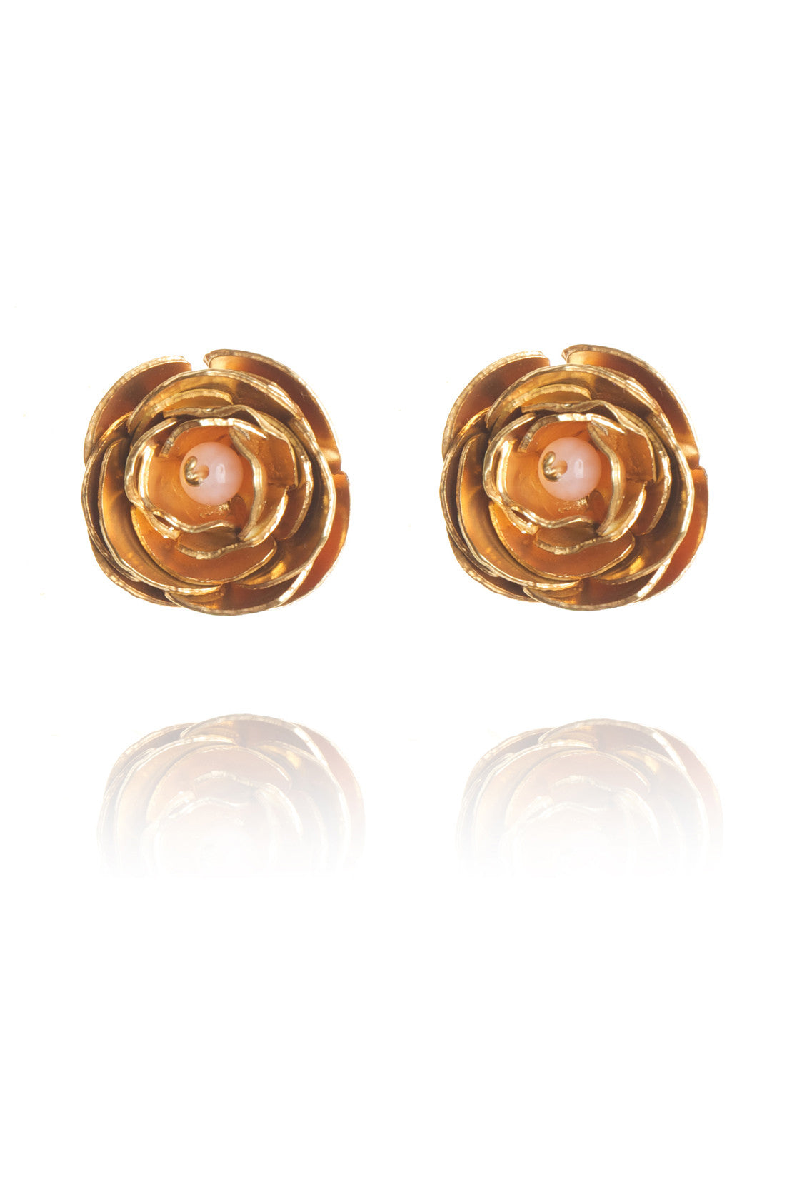 22ct gold vermeil with coral Peony Stud Earrings