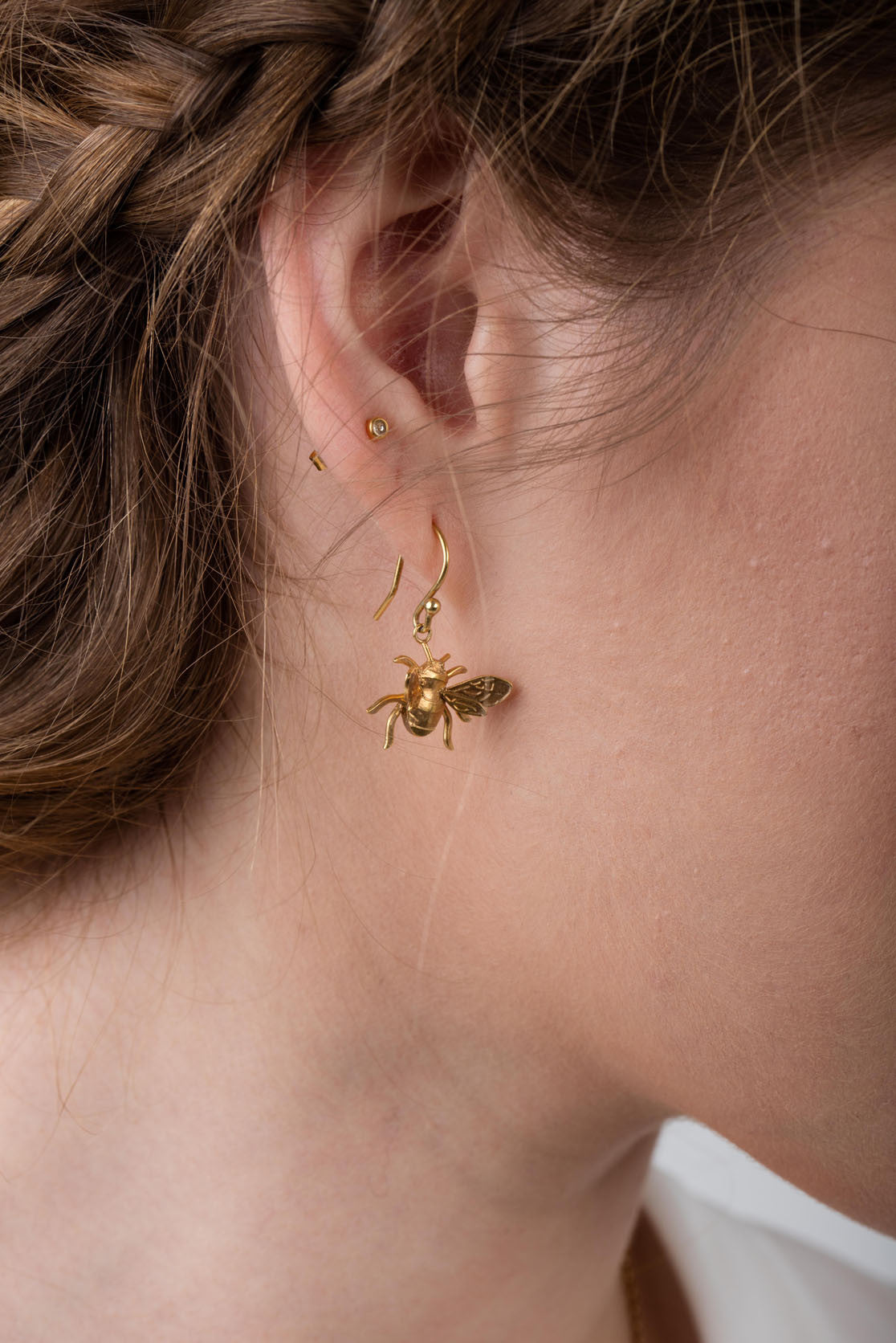 Bee Drop Earrings In Sterling Silver &amp; Gold Plated Silver