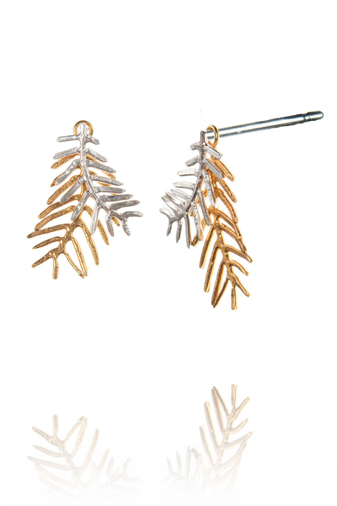 Double Palm Leaf Stud Earrings