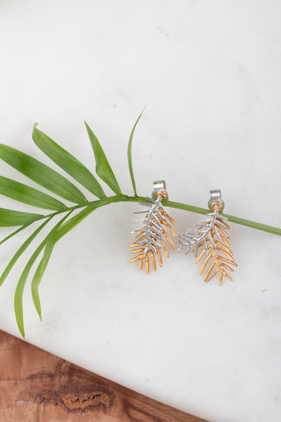 Double Palm Leaf Stud Earrings