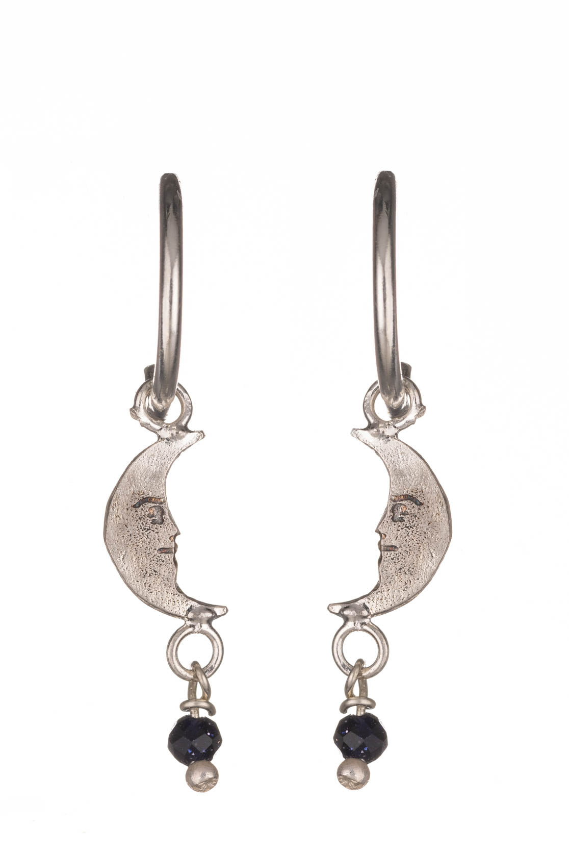 Moon Hoop Earrings With Bead