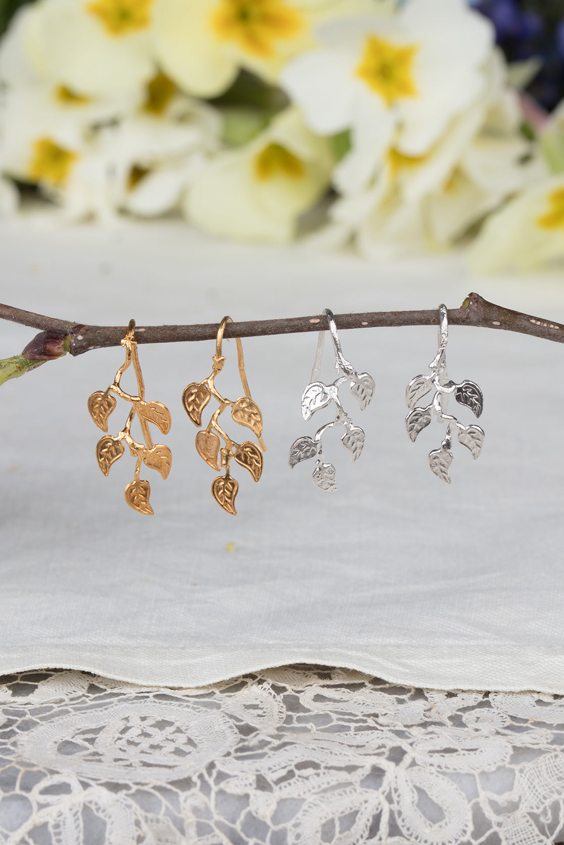 Handmade Vine Leaf Earrings on Hooks