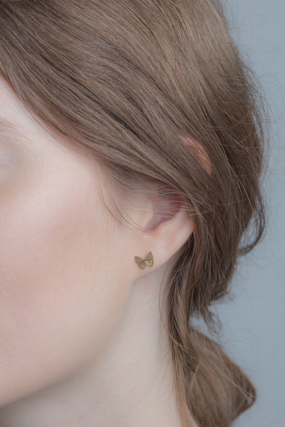 Sterling Silver or Gold Butterfly Earrings - Mini Studs