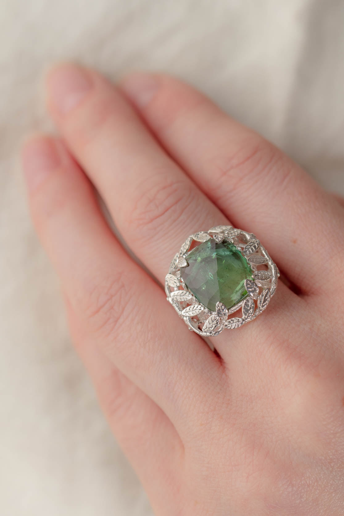 handmade green tourmaline ring