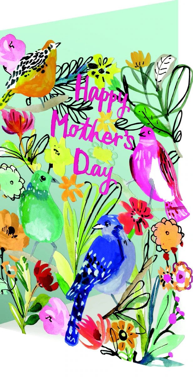 Birds And Flowers Laser-Cut Mothers&#39; Day Card