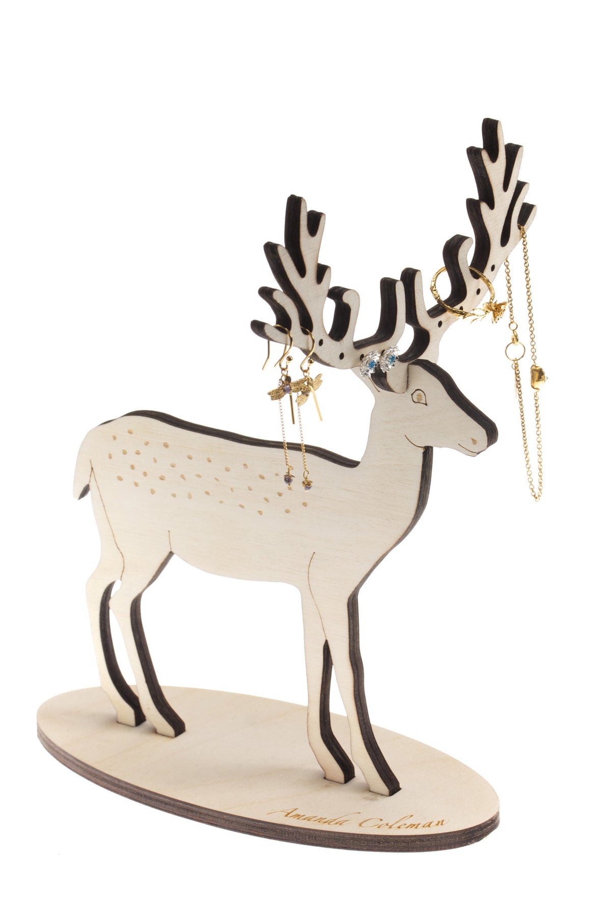 Wooden Standing Deer Jewellery Stand  