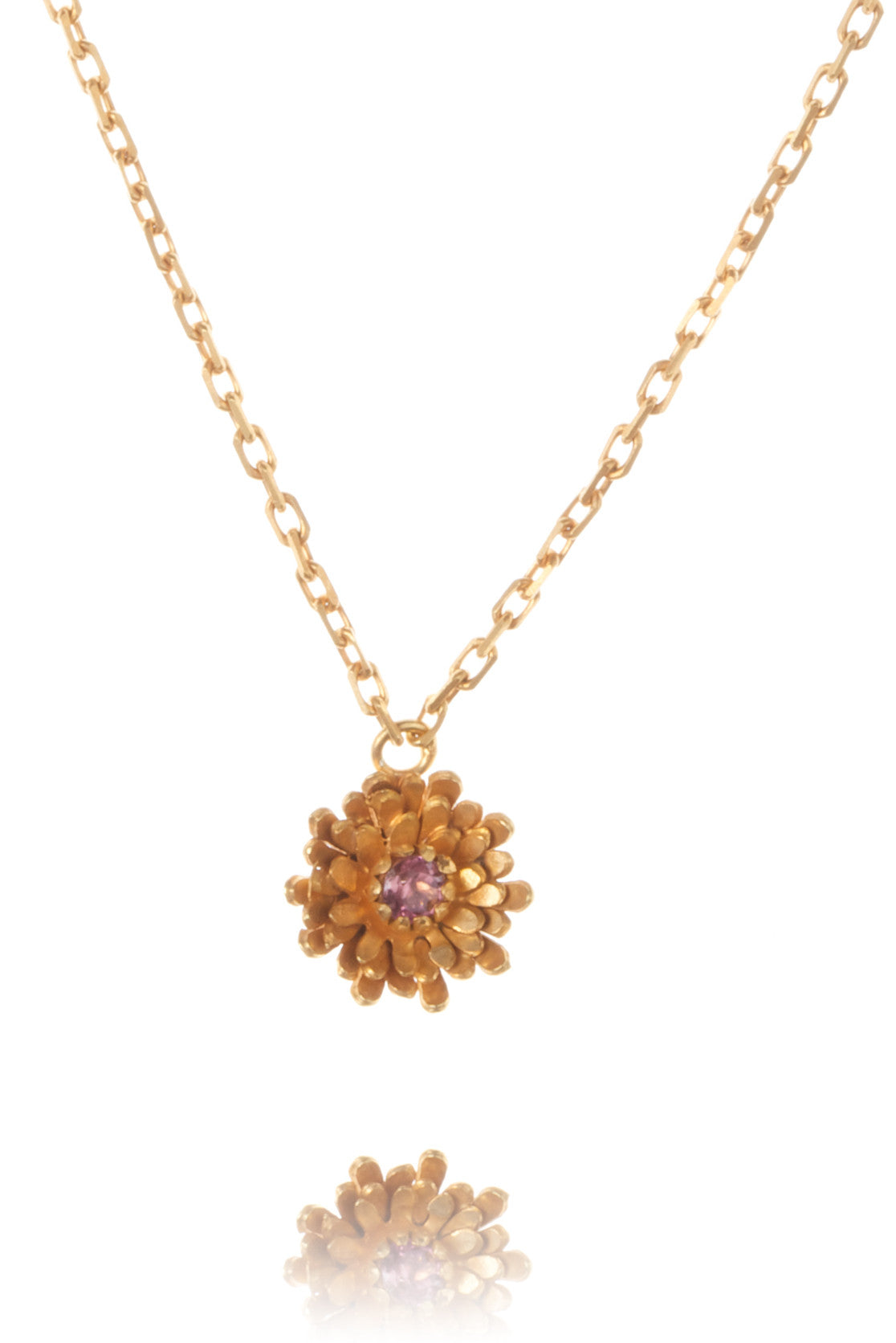 Gold Vermeil with pink tourmaline Dahlia Necklace