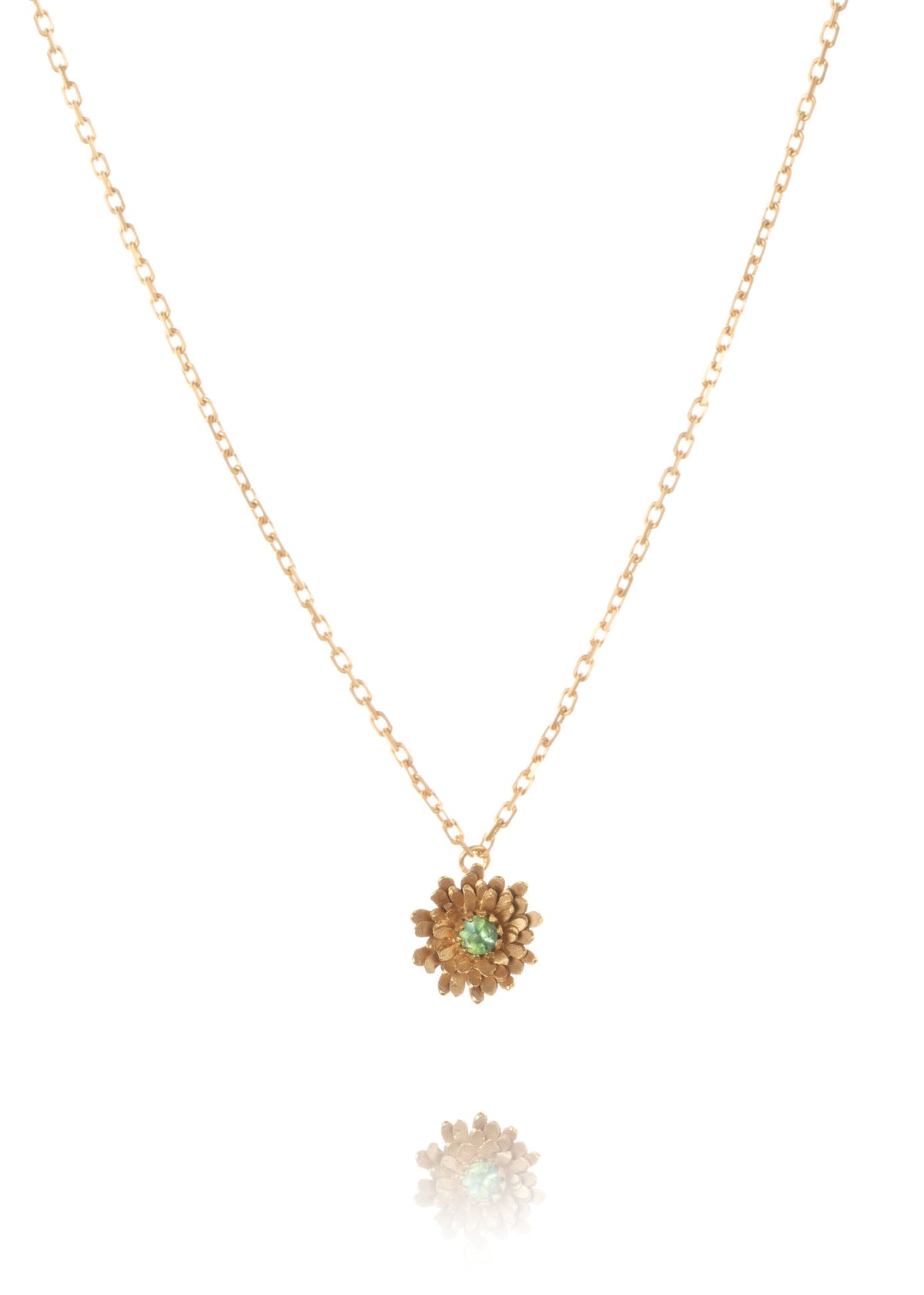Gold vermeil with green tourmaline Dahlia Necklace