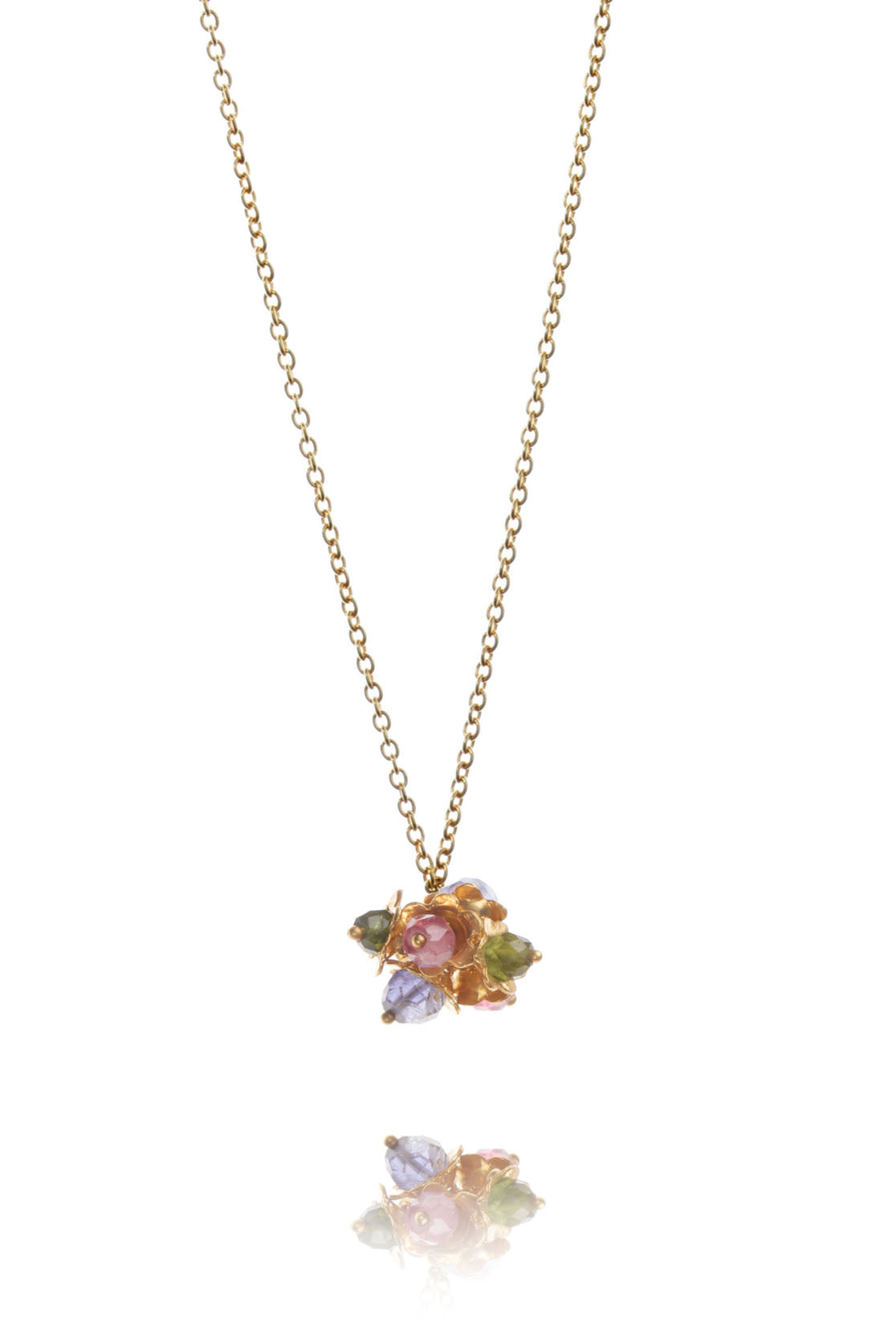 Handmade gold flower pendant on small chain