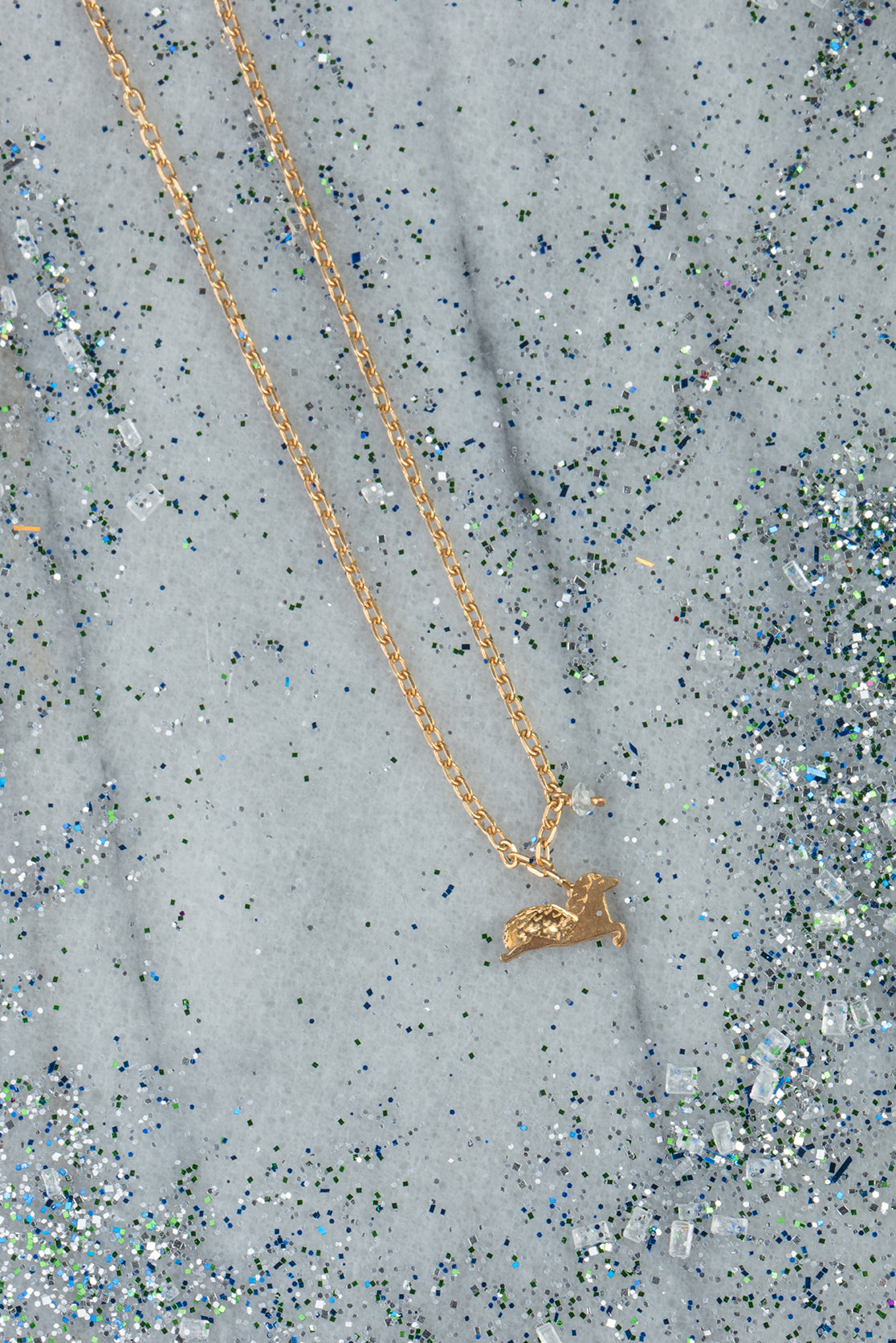 22ct gold plated handmade Pegasus necklace