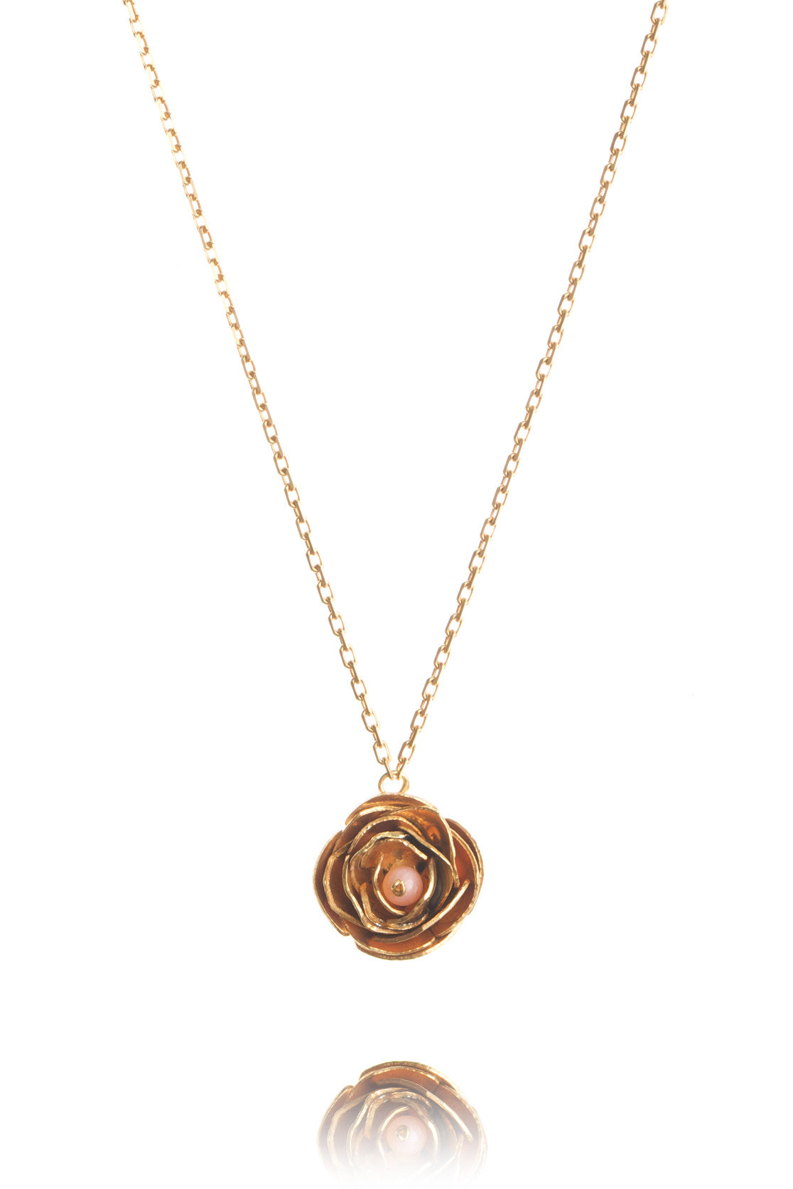 Gold Vermeil with coral Peony Pendant 