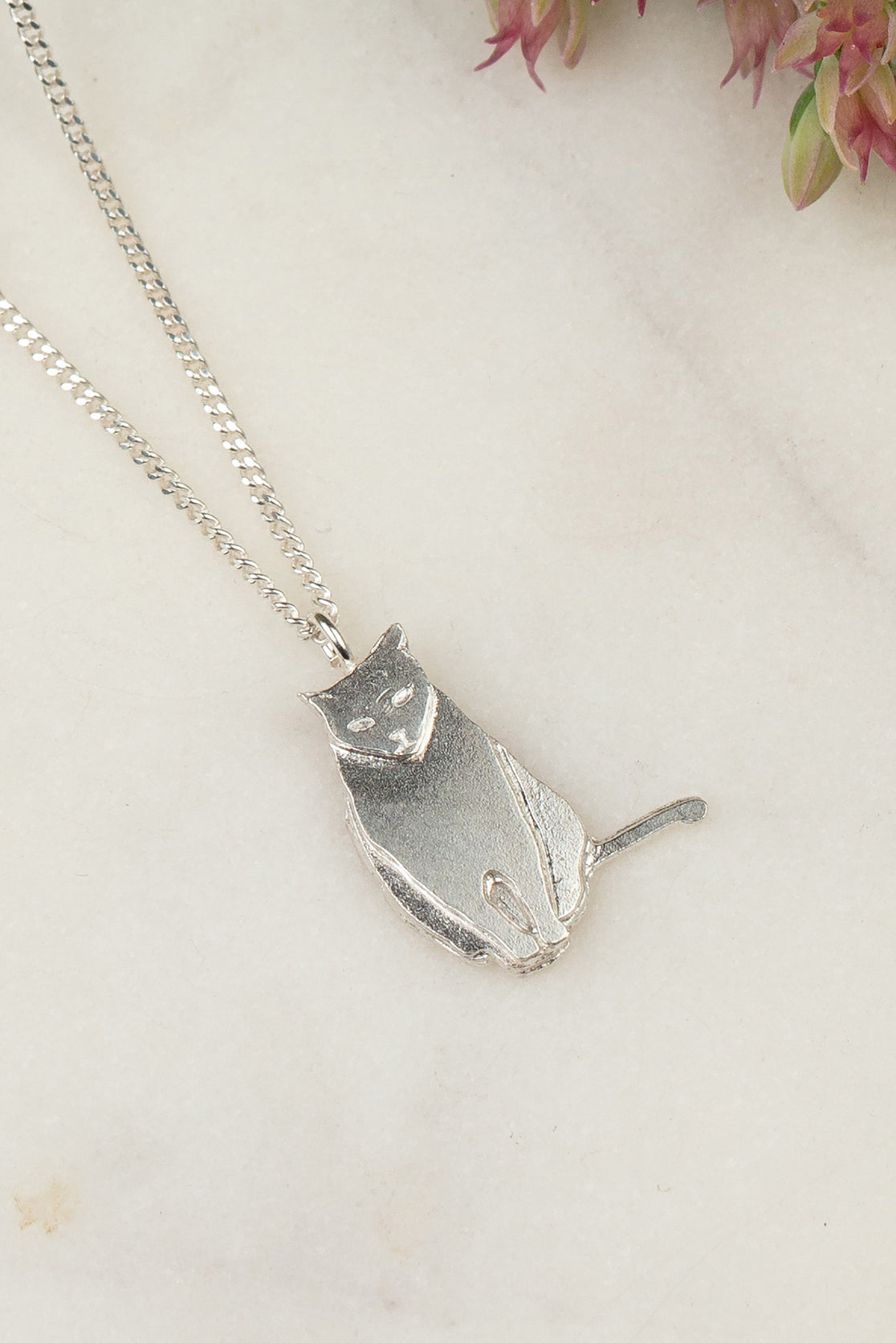 Sitting Cat Necklace In Silver, Goldplate Or Black