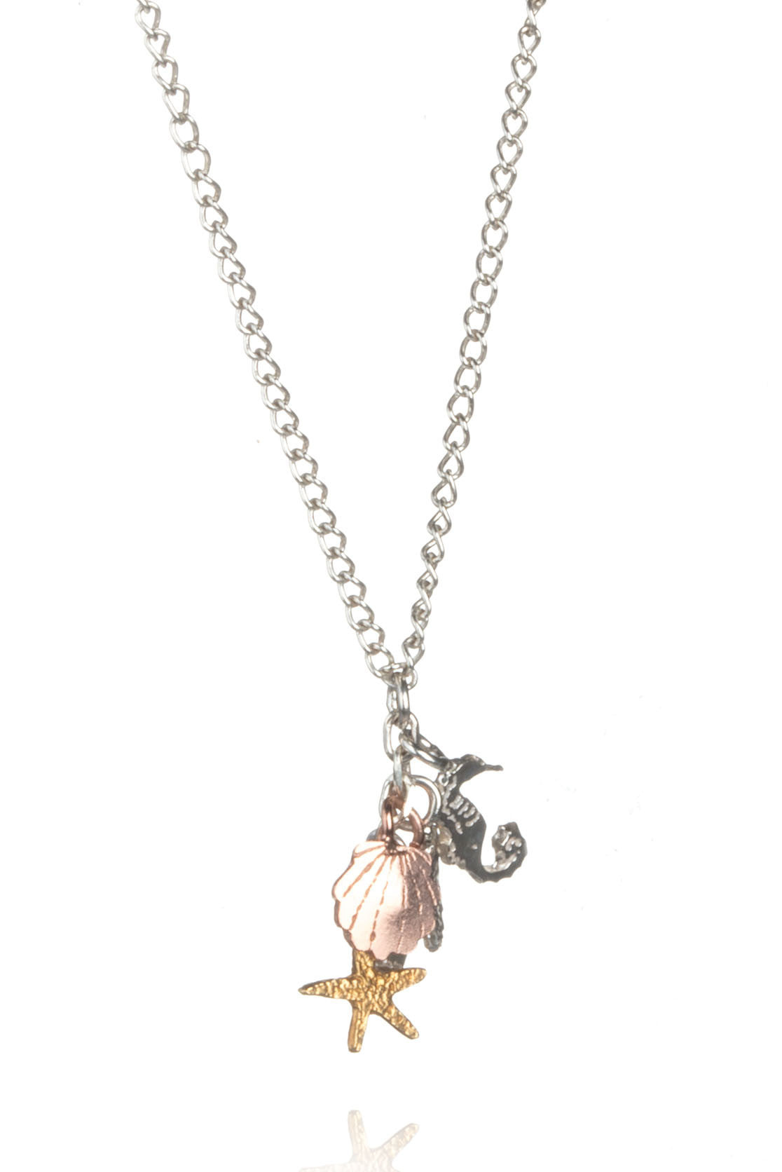 Seashells And Seahorse Pendant In Sterling Silver