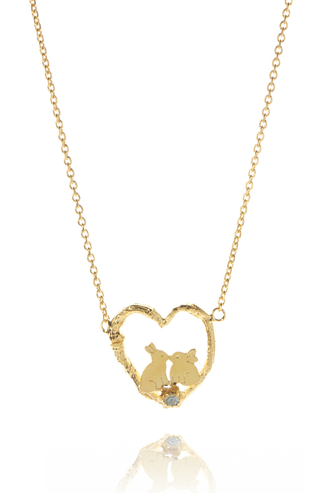 Kissing Bunny Rabbits In A Heart Necklace