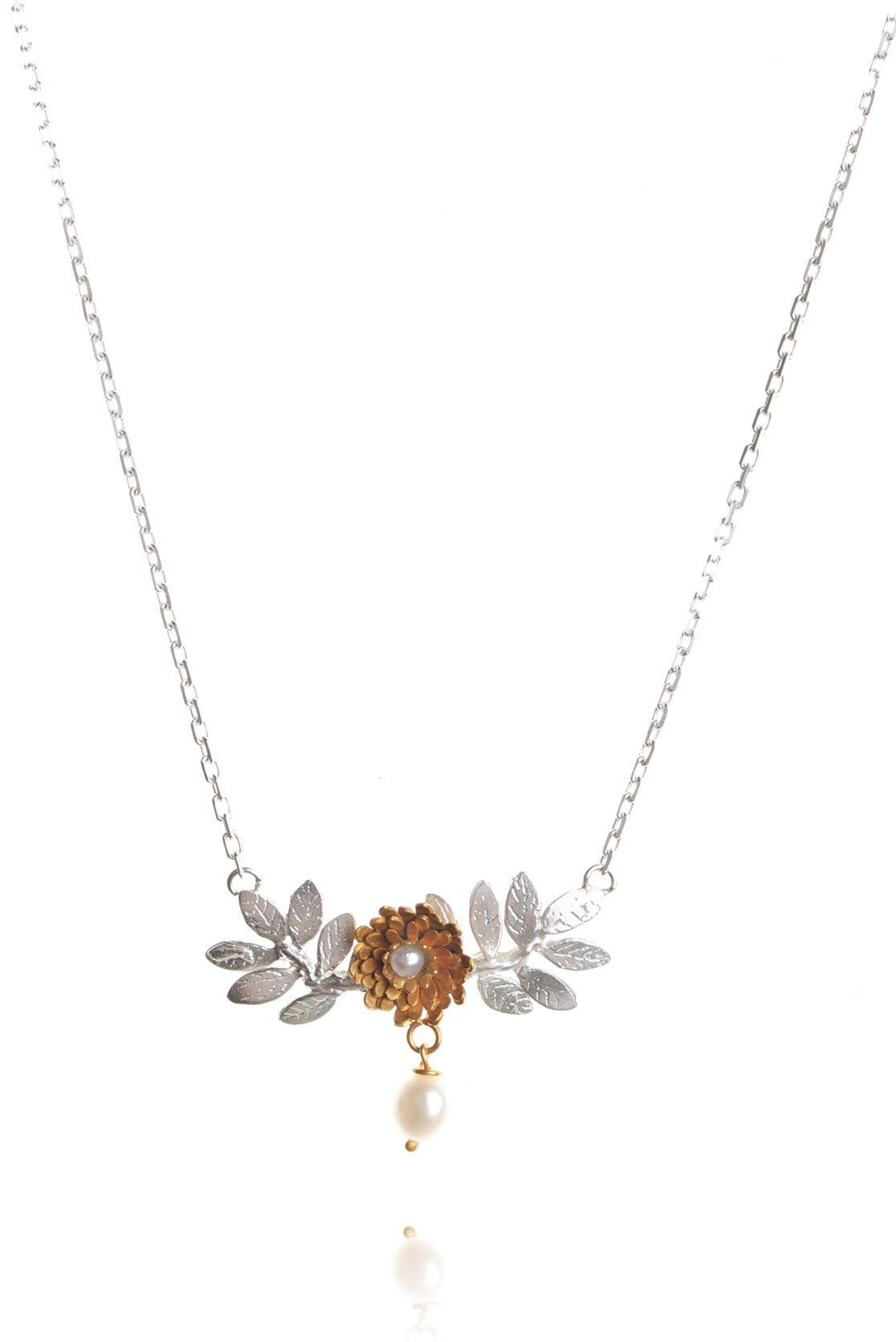Dahlia and Leaf Necklace