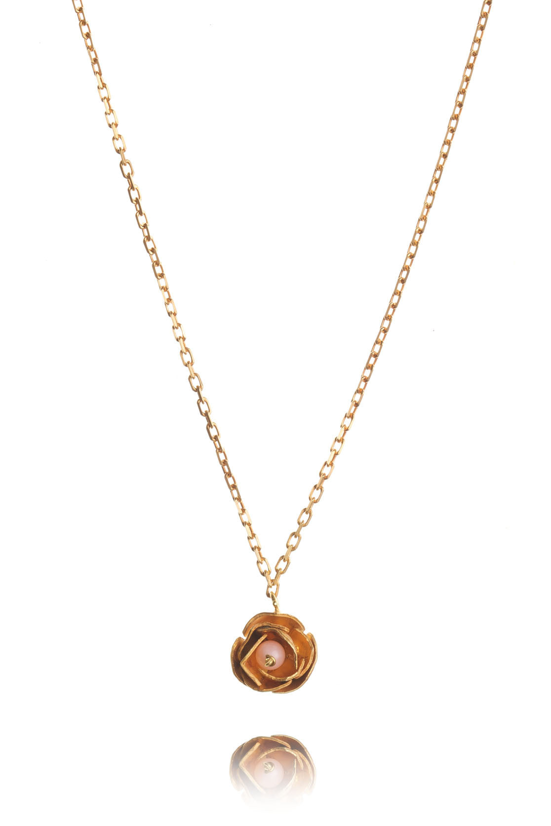 Gold Vermeil with coral Peony Necklace