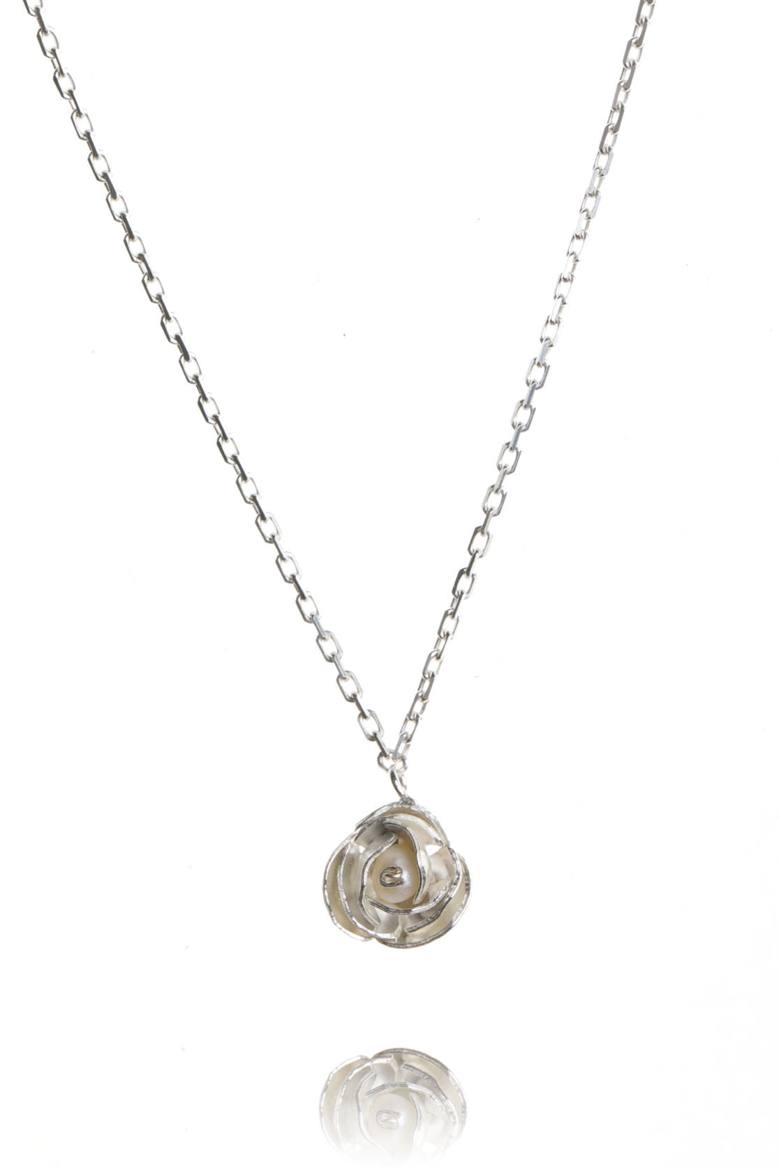 Sterling Silver with pearl Peony Necklace