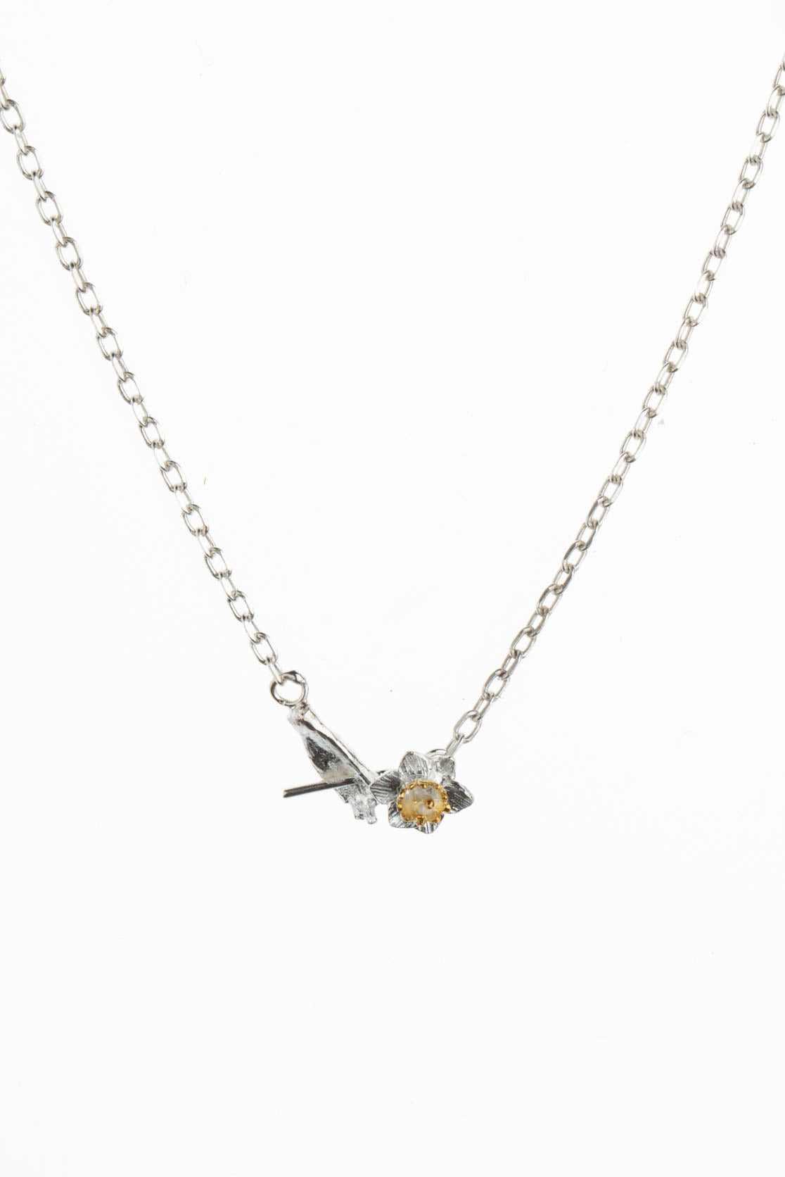 A Flower for You Necklace in Sterling Silver and Gold Plate