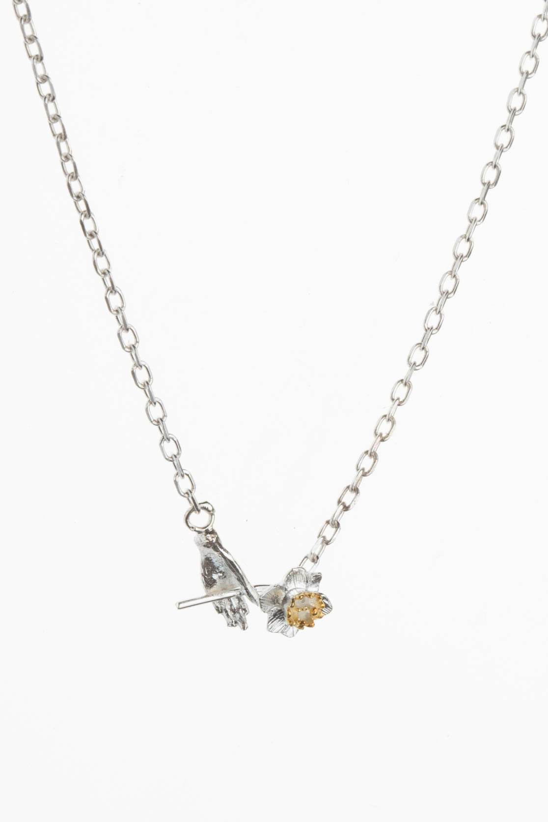 A Flower for You Necklace in Sterling Silver and Gold Plate