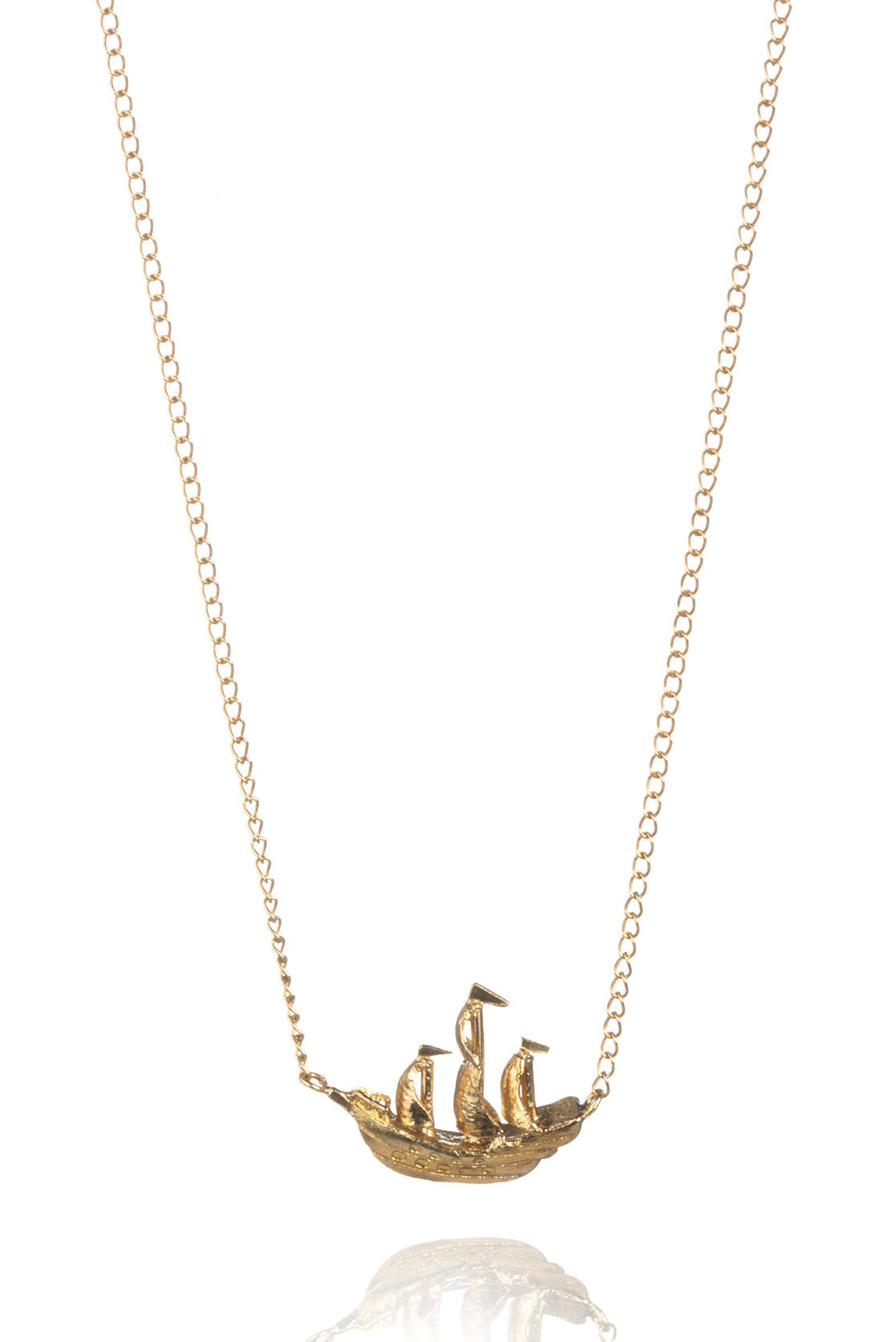 22ct handmade gold galleon necklace
