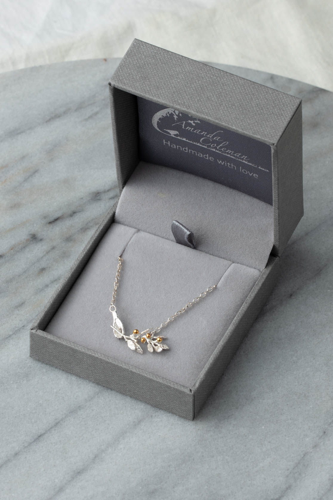 Offering An Olive Branch Necklace In Sterling Silver &amp; Goldplate