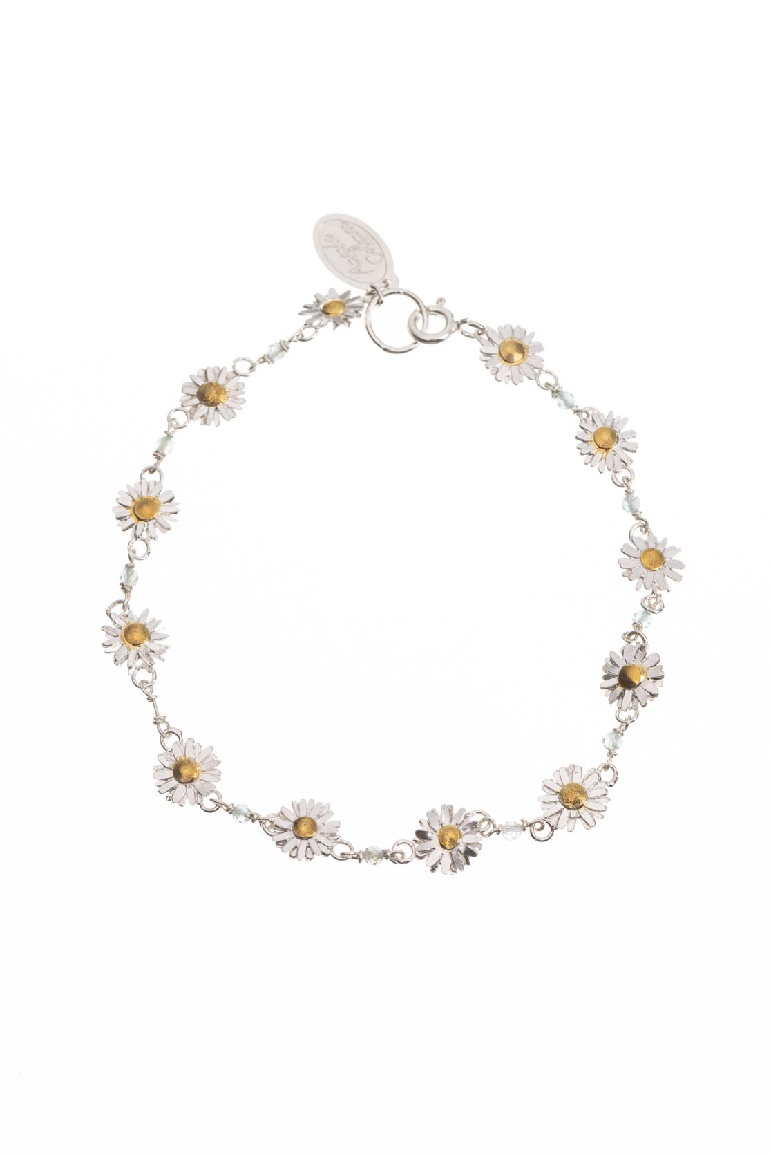 Daisy Chain Bracelet In Sterling Silver With 9ct Gold And Apatite
