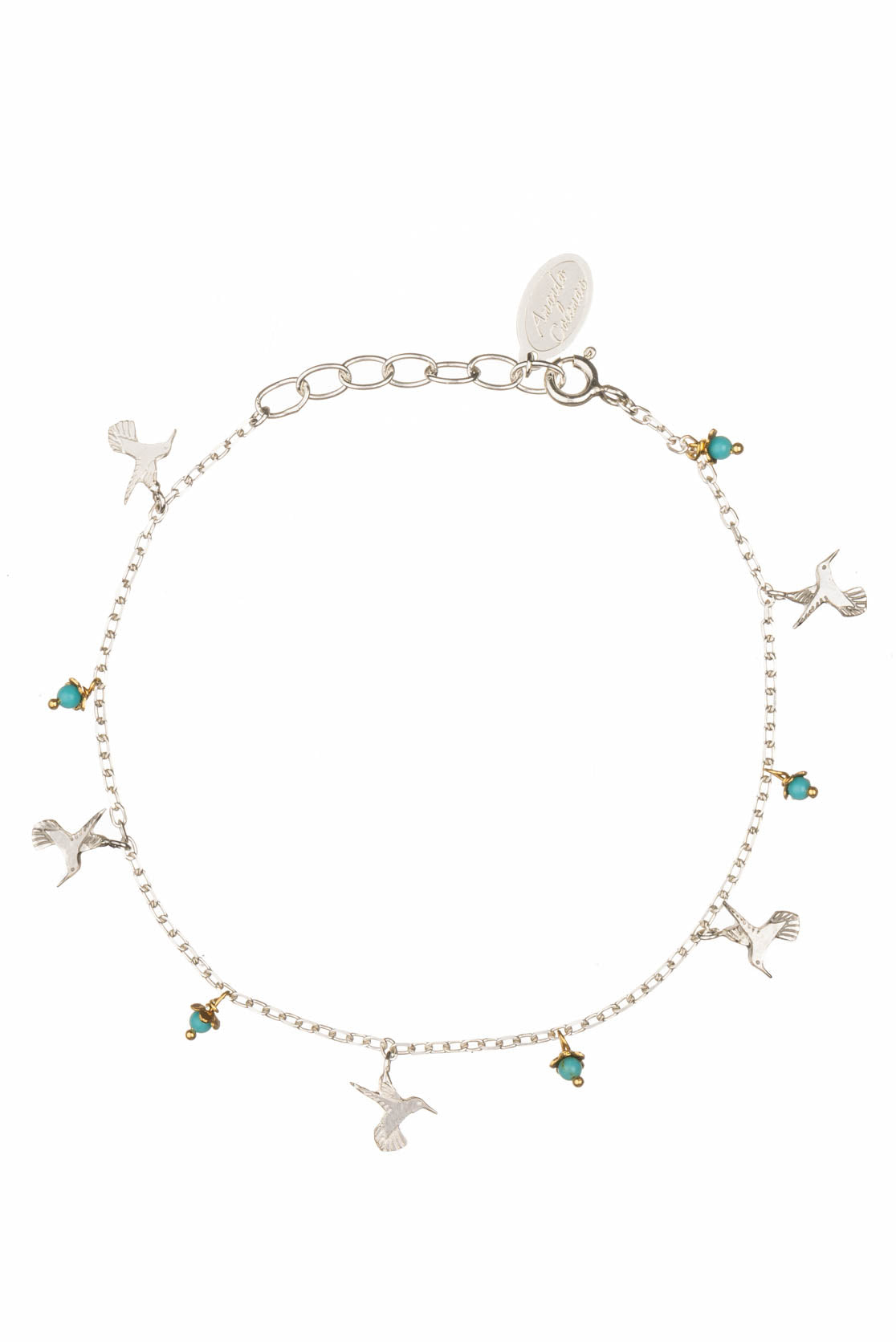 Mini Hummingbird And Flowers Charm Bracelet