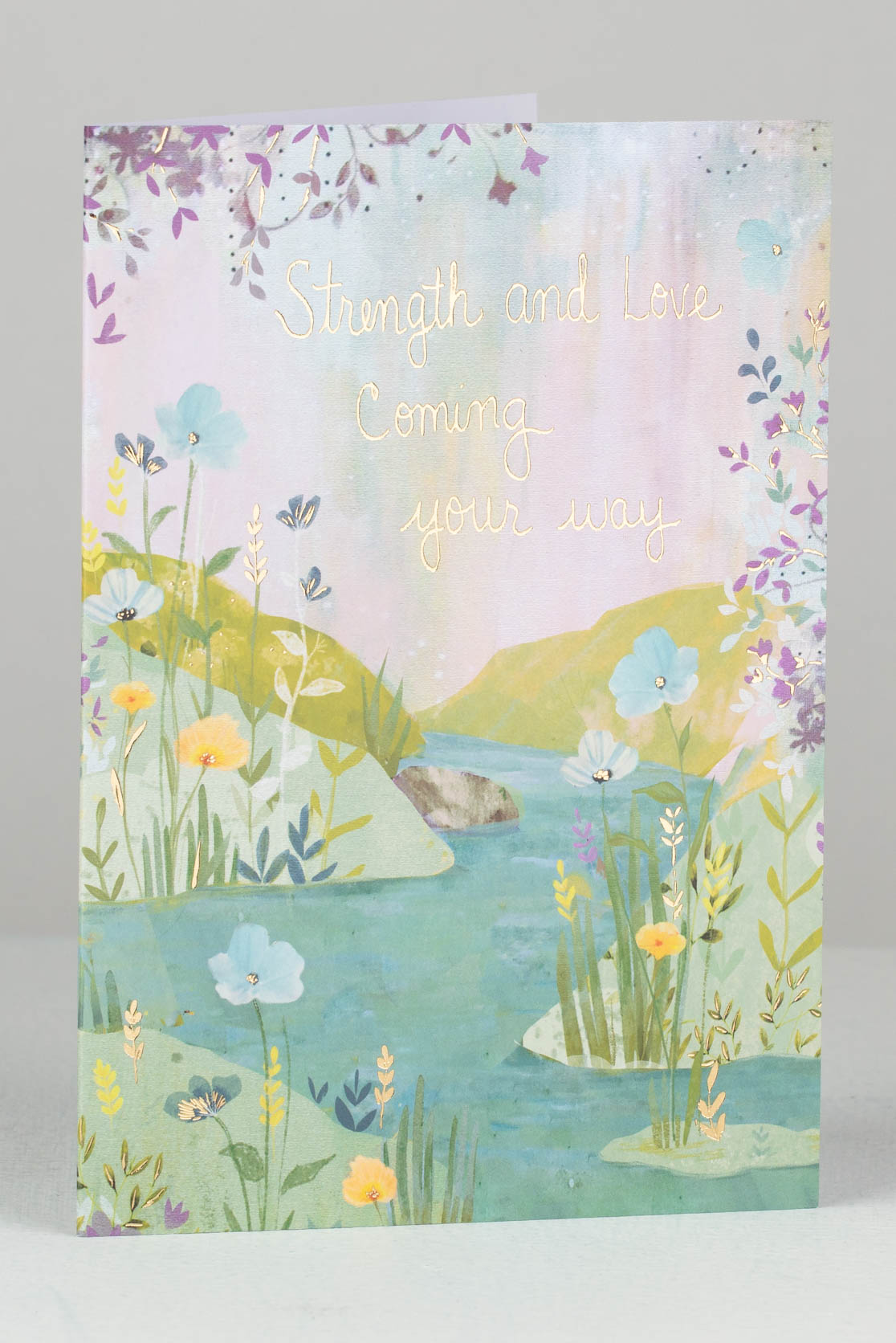 Strength And Love Coming Your Way Flowers And River Card