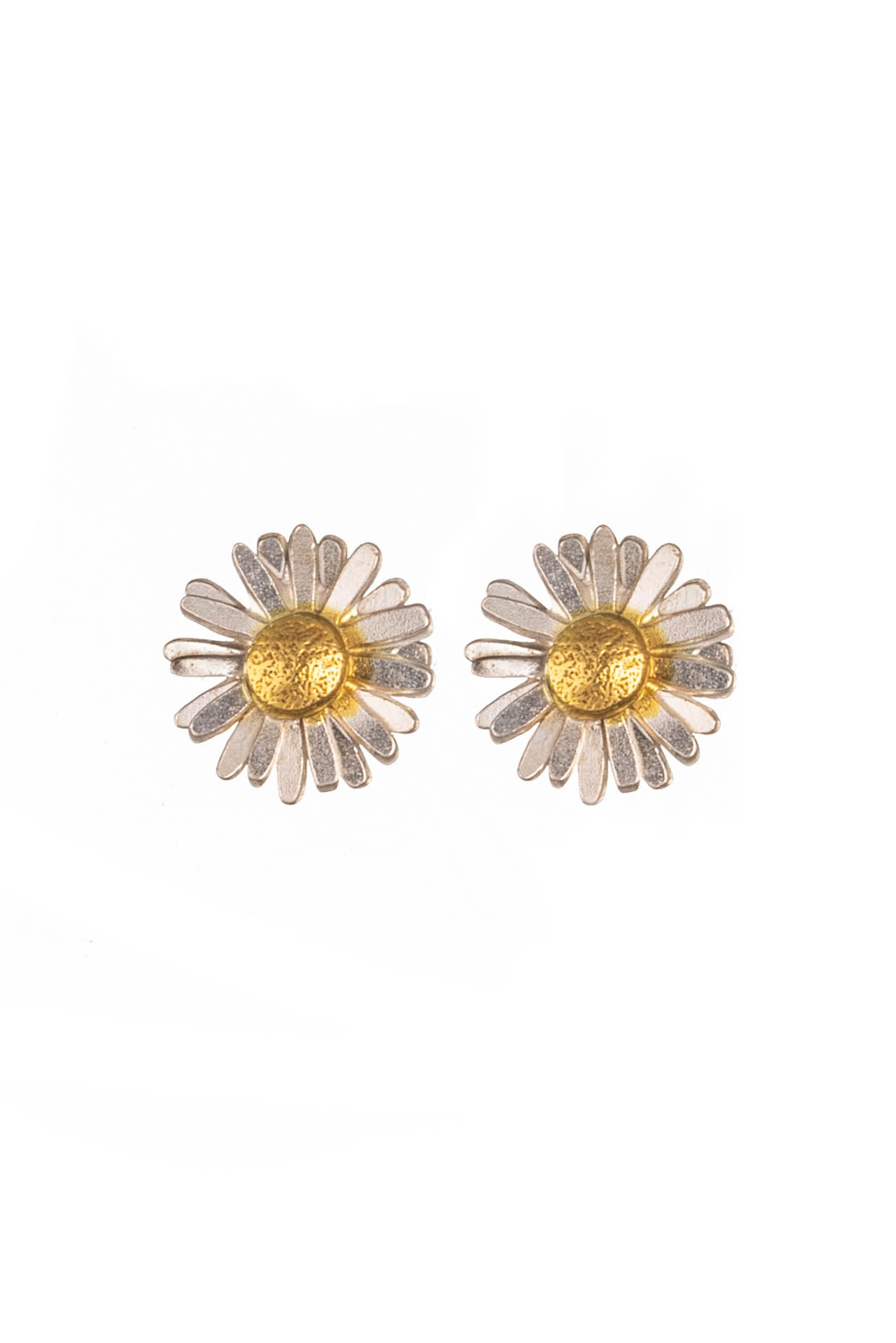 Daisy Stud Earrings in Sterling Silver and Gold