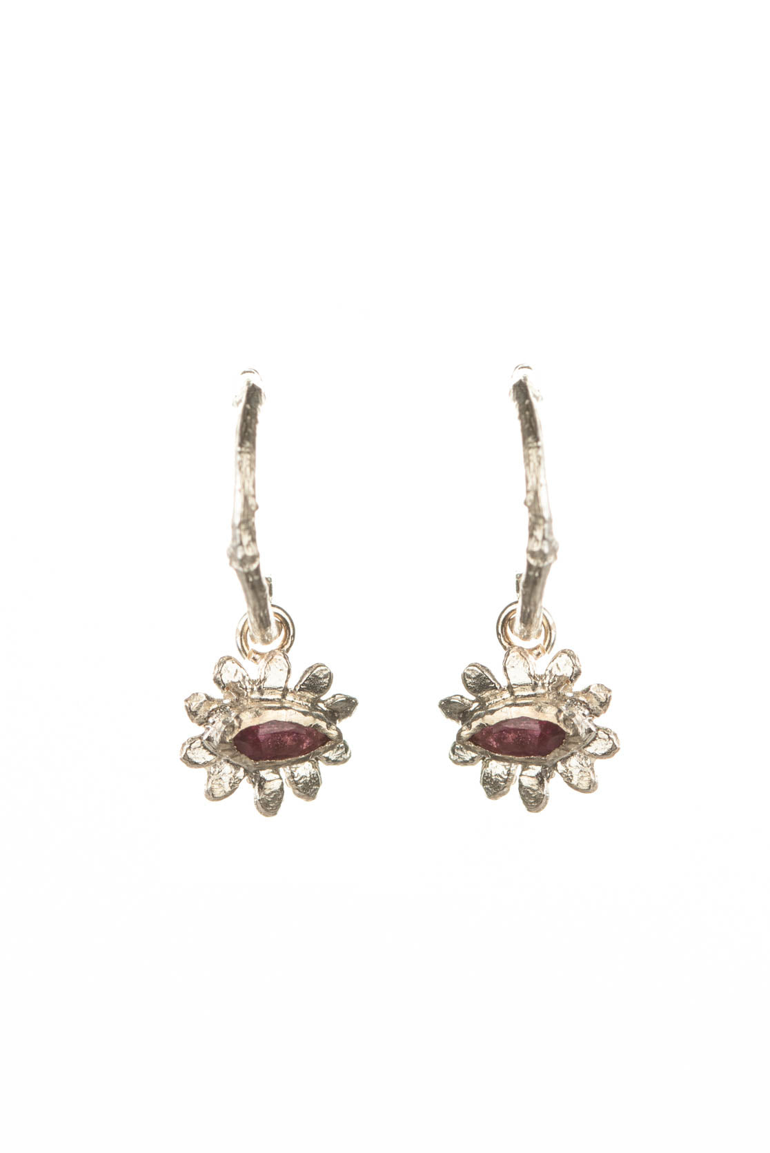Marquise flower hoop earrings