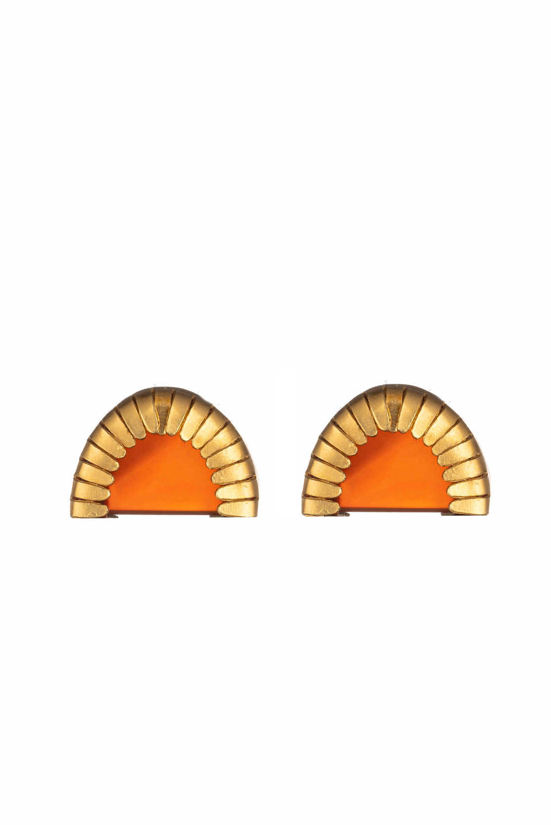 Large orange stud earrings with orange detailing