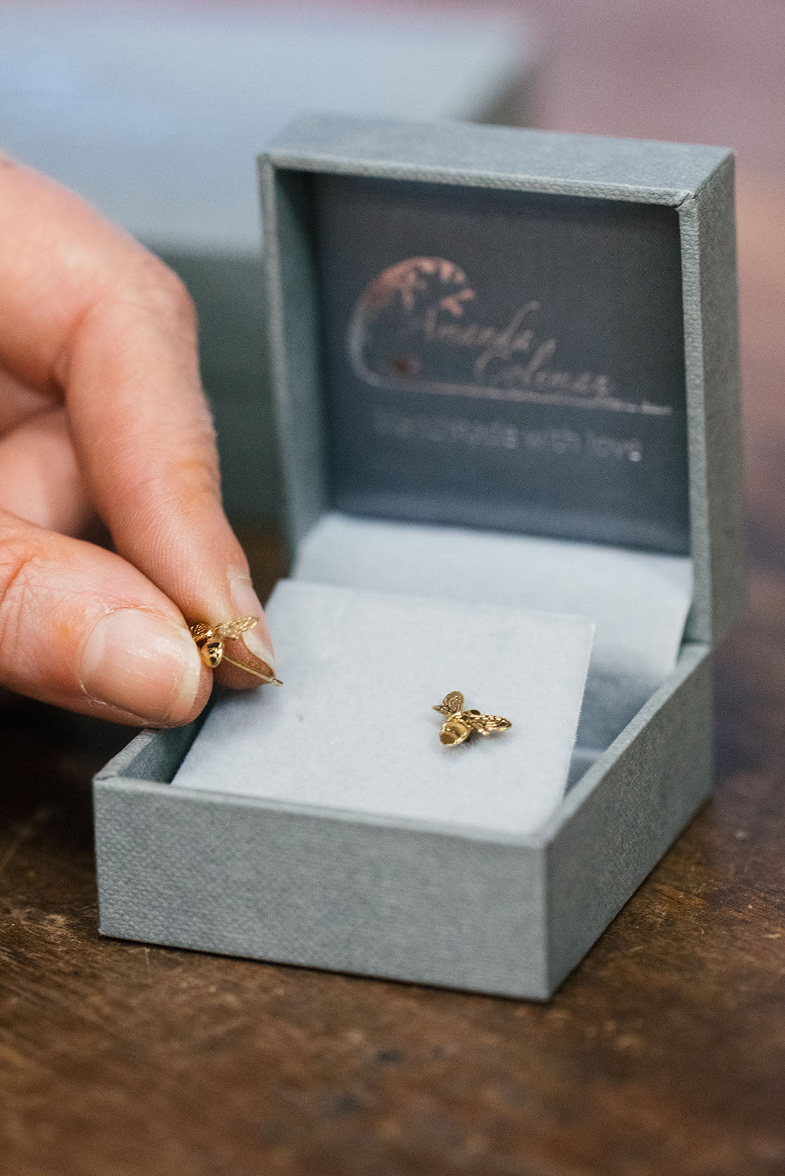 Mini Bee Stud Earrings In Sterling Silver &amp; Gold Plated Silver