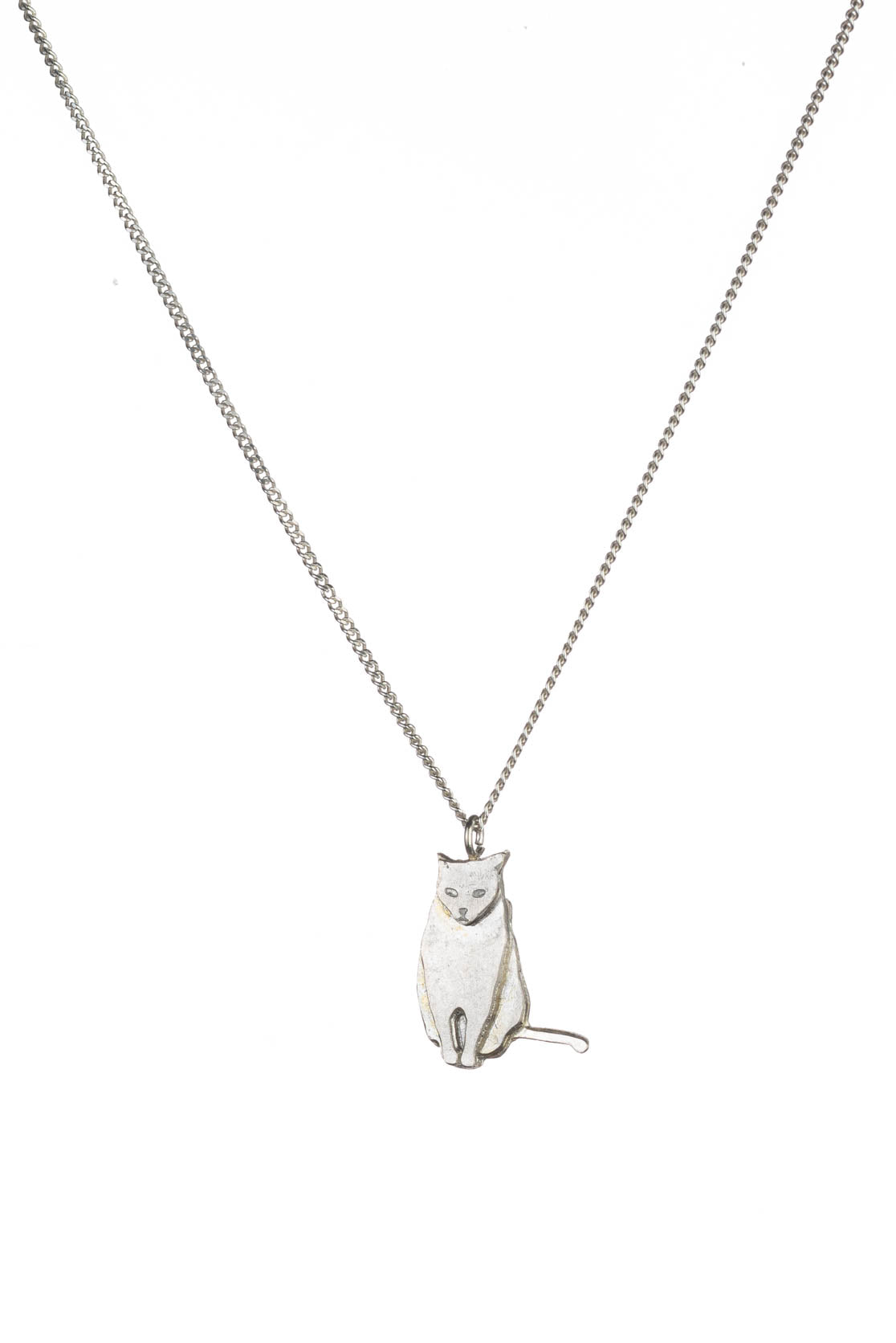 Sitting Cat Necklace In Silver, Goldplate Or Black